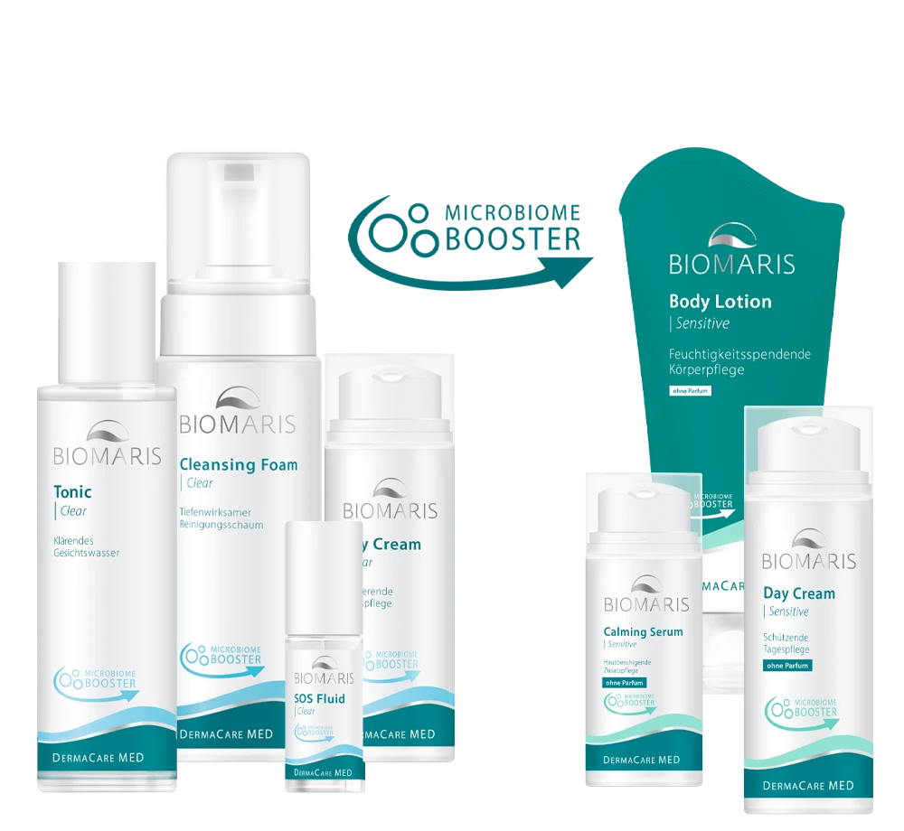 Repräsentative Auswahl von BIOMARIS DermaCare MED-Produkten Repräsentative Auswahl von BIOMARIS DermaCare MED-Produkten