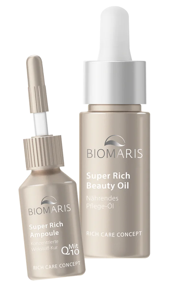 BIOMARIS Super Rich Beauty Oil und Super Rich Ampoules für die Turbo-Kur.