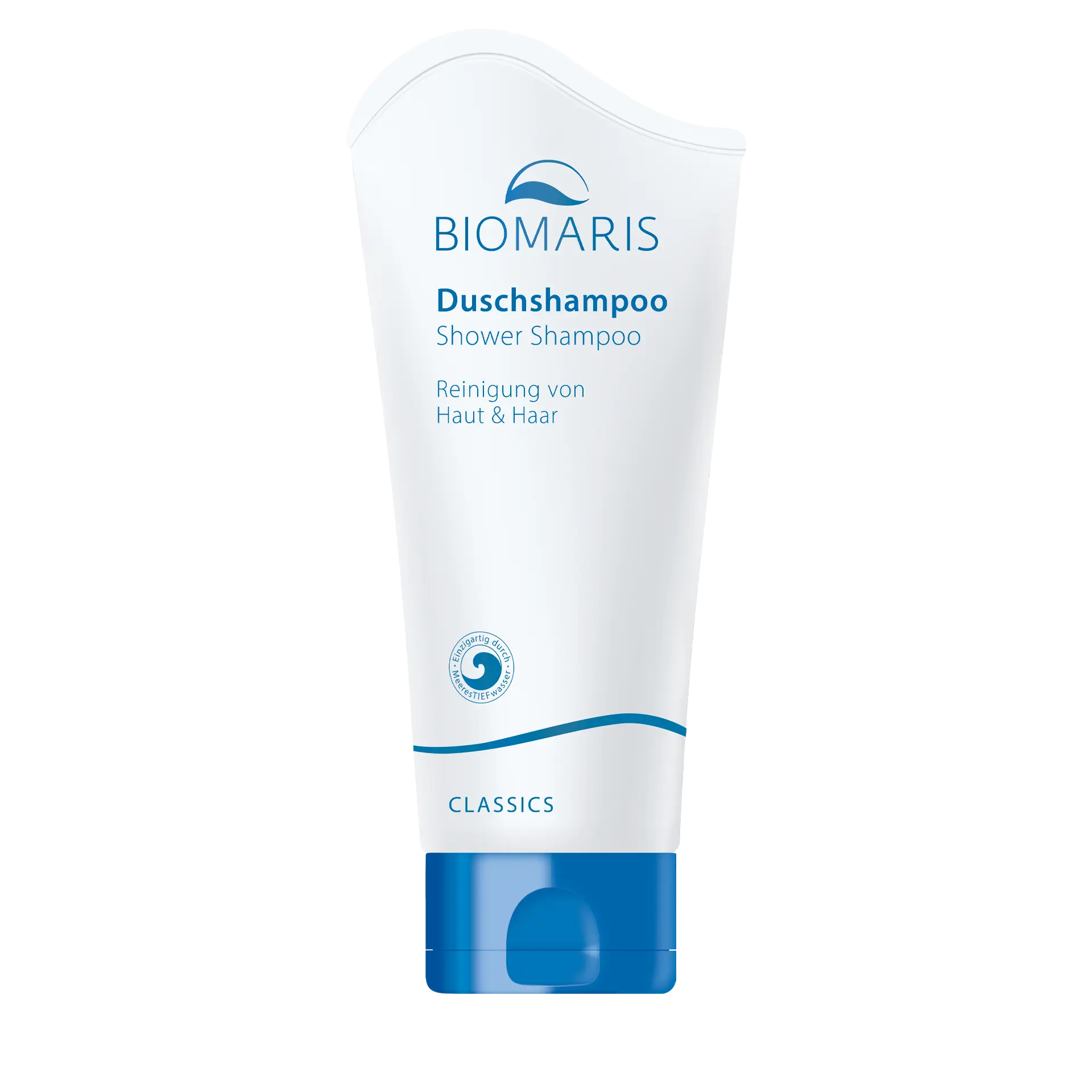 Duschshampoo Duschshampoo in weißer Tube mit blauem Klappdeckel