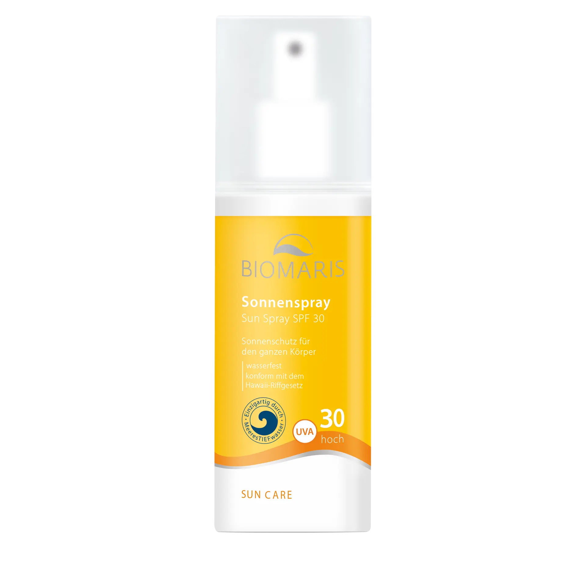 Sonnenspray LSF 30 im gelben Pumpzerstäuber mit transparenter Kappe