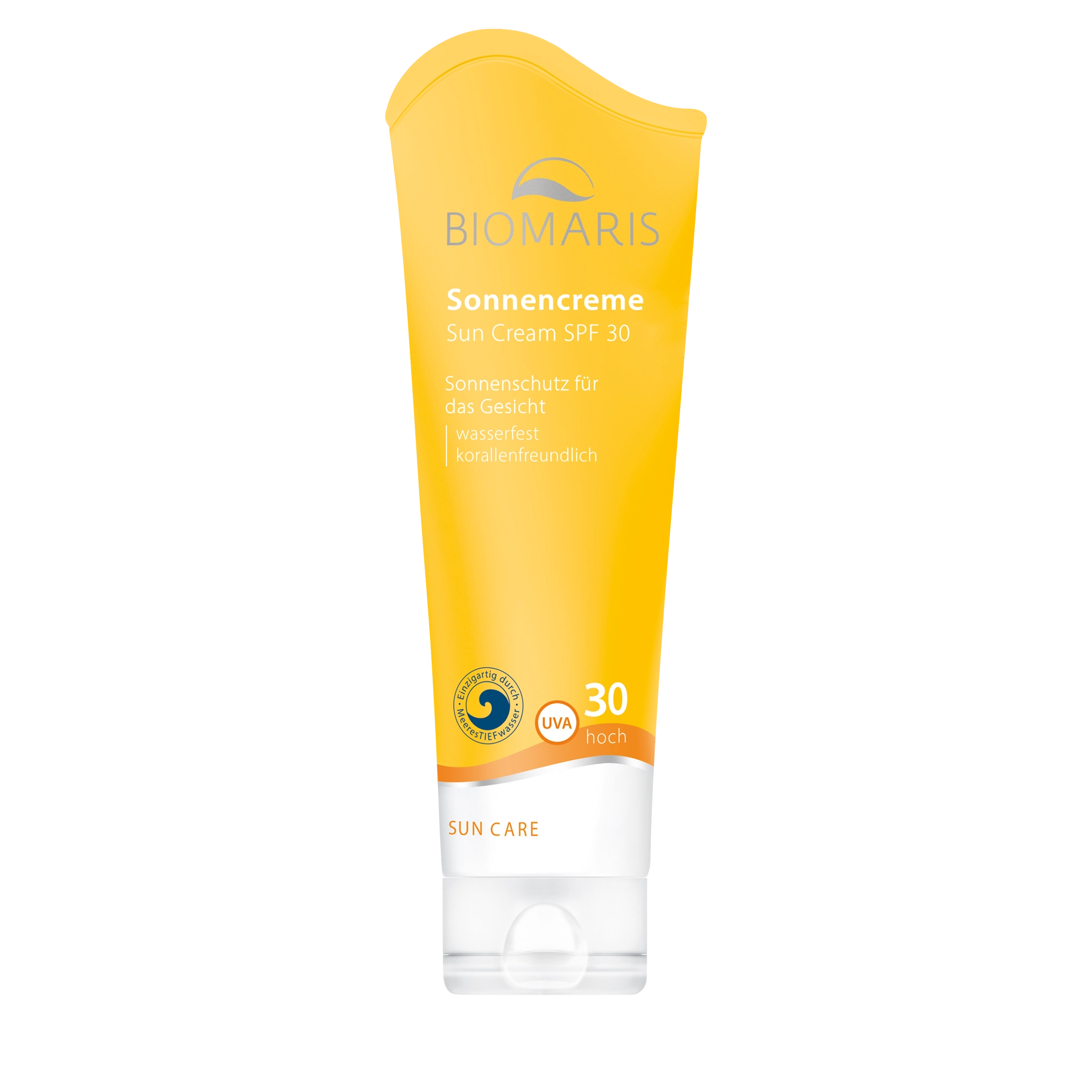 Sonnencreme LSF 30 in gelber Tube mit Klappdeckel für Gesicht & Dekolleté