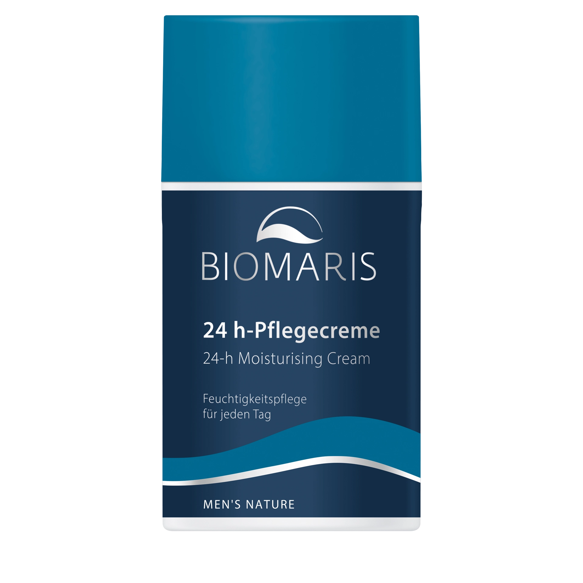24 h-Pflegecreme 24 h-Pflegecreme für Männer im Pumpspender mit blauem Etikett